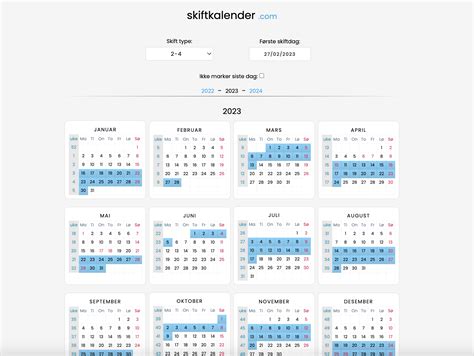 offshore skiftkalender 2023.